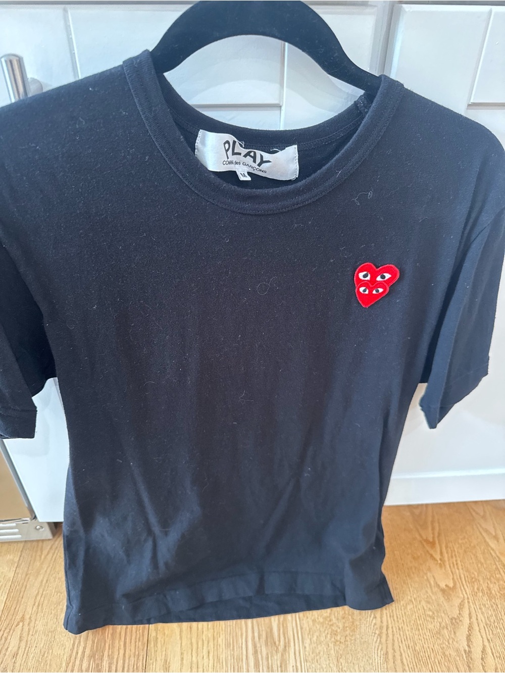 Comme des Garçons PLAY men’s  Black Tee with Red Heart Patch
